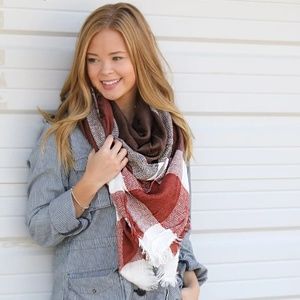 Warm Fall Brown Blanket Scarf